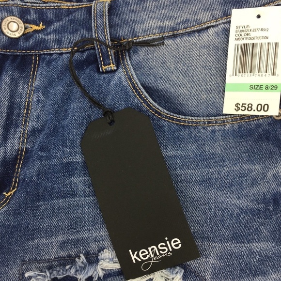 Kensie Distressed Bermuda Knee Jean Shorts NWT - Picture 3 of 8